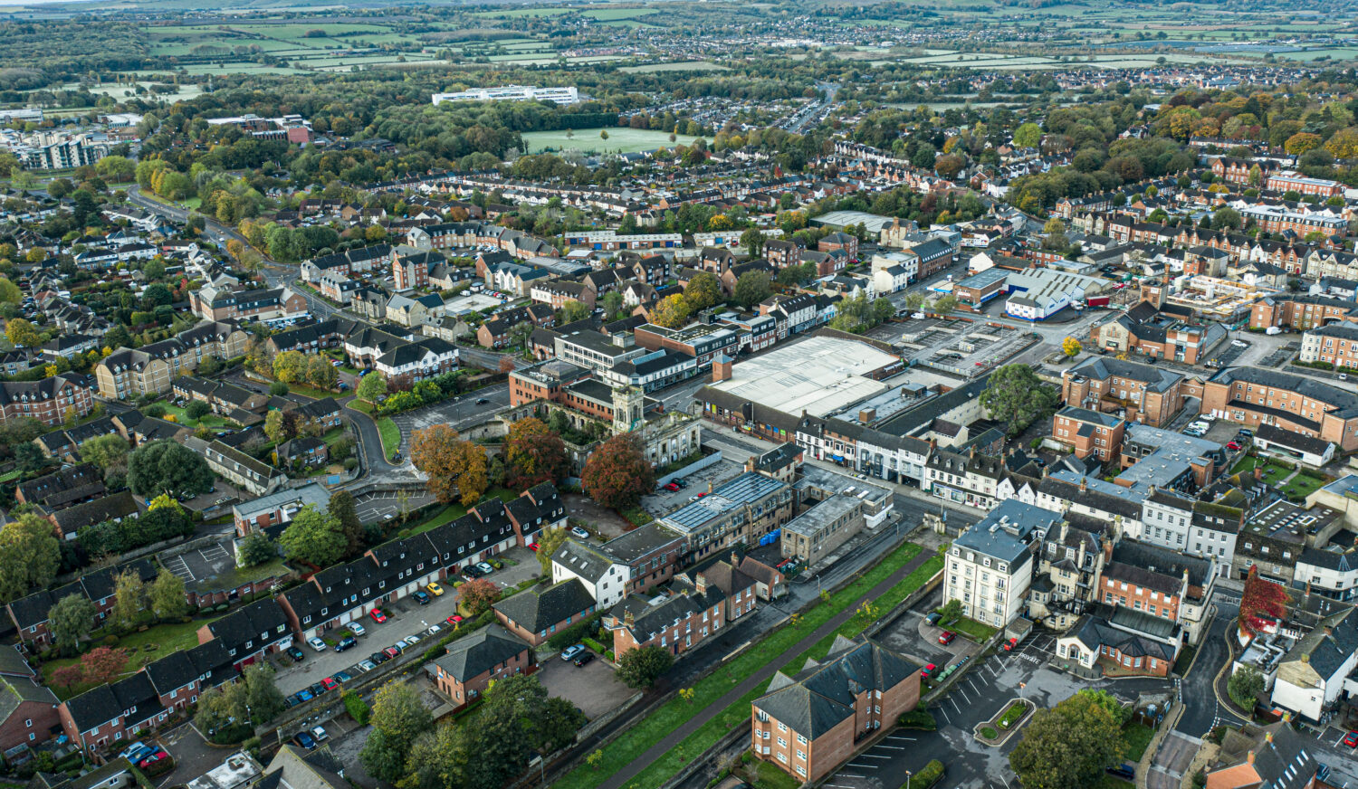 Veduta aerea della zona della Città Vecchia di Swindon, Wiltshire