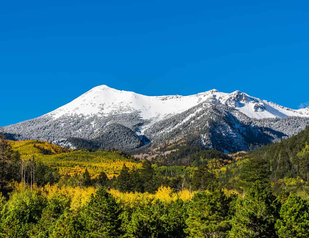 Coperte di neve San Francisco Peaks vicino a Flagstaff Arizona