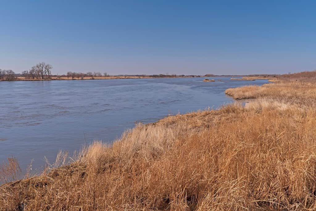 Ampio fiume occidentale nelle Grandi Pianure sul fiume Platte vicino a Kearney, Nebraska