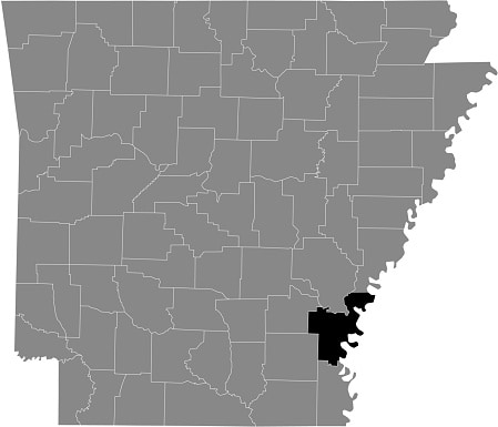 Mappa con la posizione della contea di Desha nell'Arkansas, USA