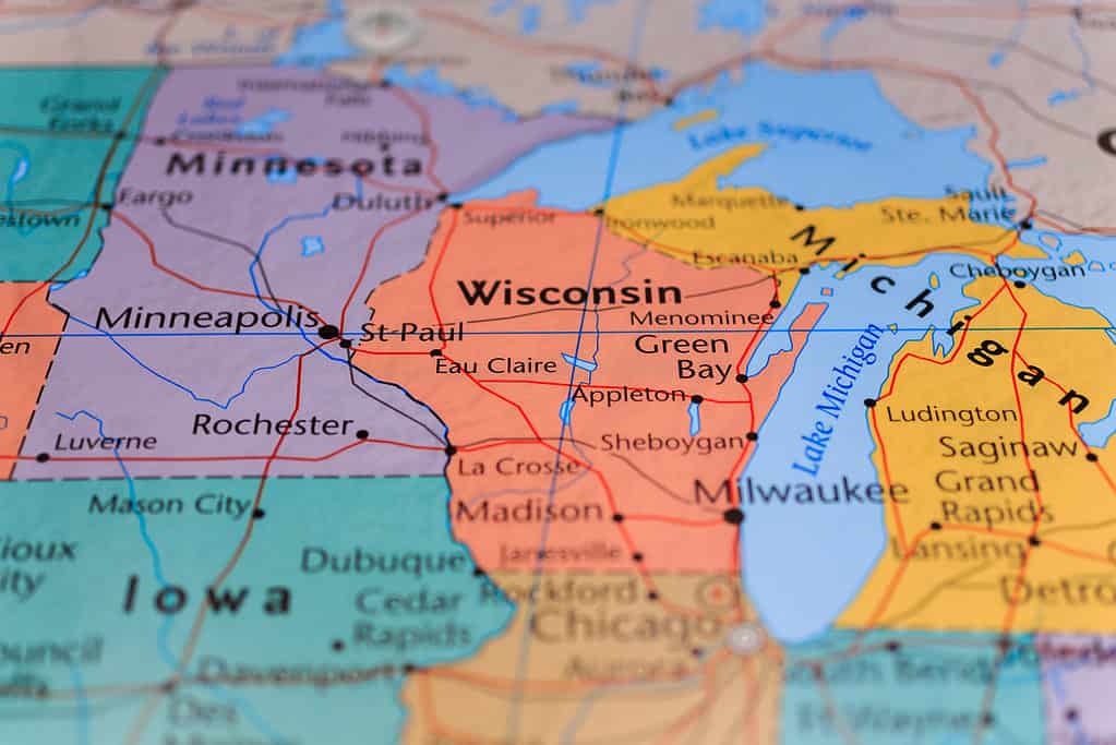 Wisconsin Michigan sulla mappa