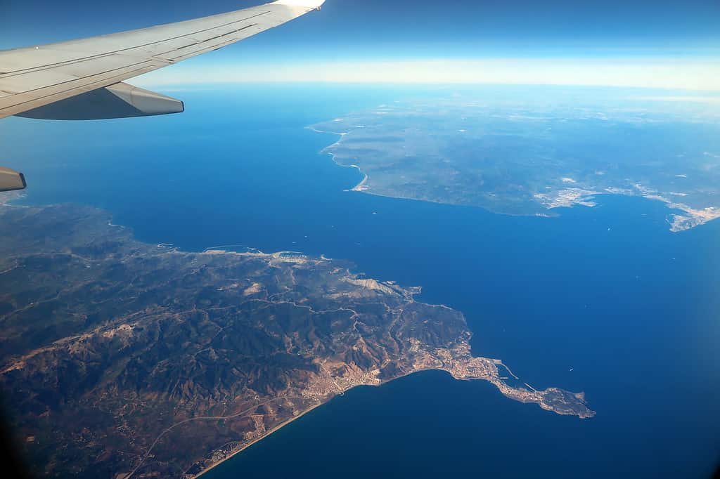 Foto aerea dello Stretto di Gibilterra