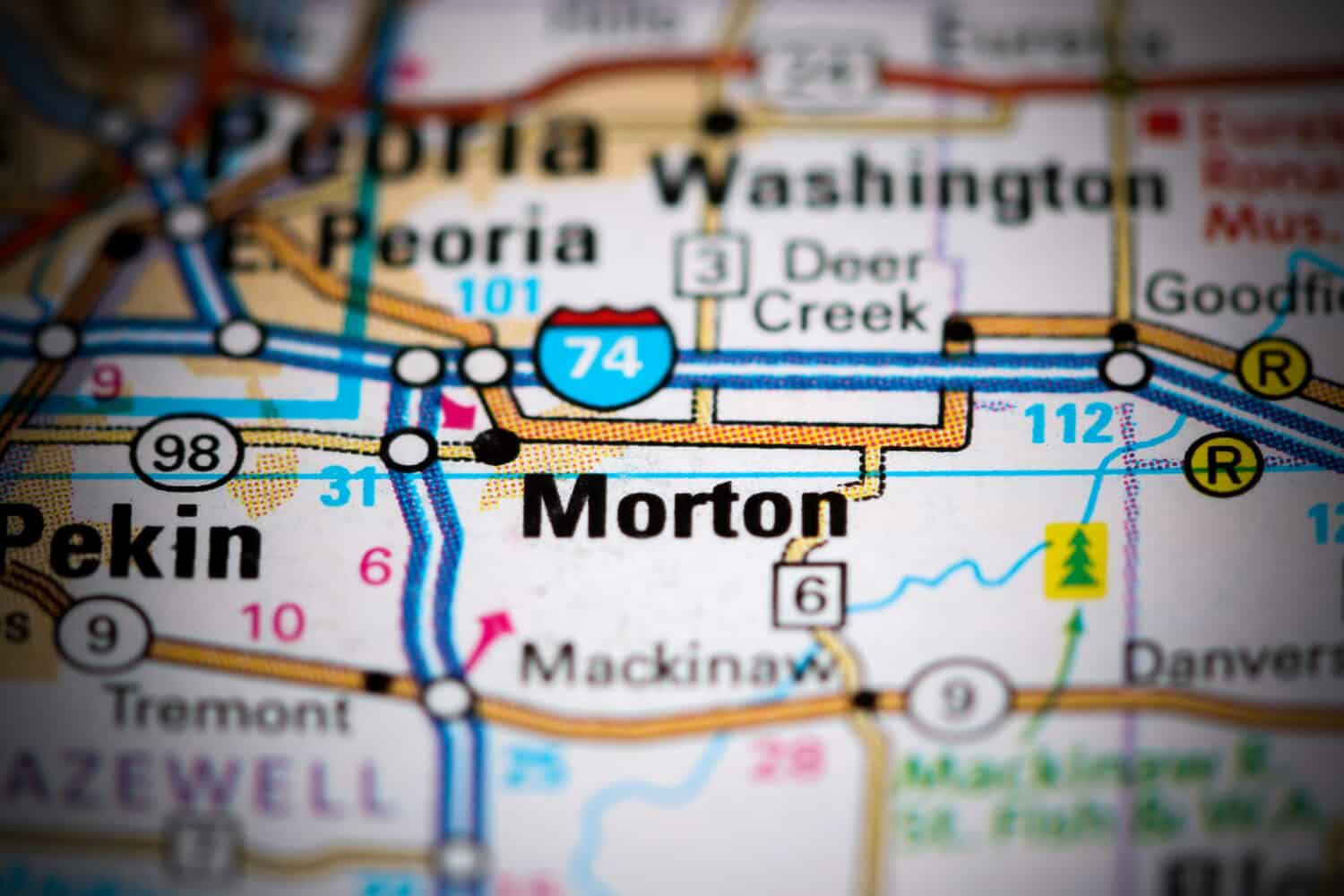 Mortone.  Illinois.  Stati Uniti su una mappa