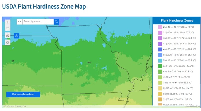 Mappa delle zone di robustezza per il Missouri