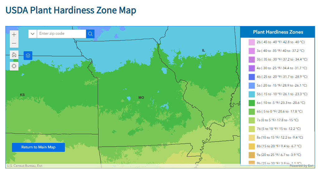 Mappa delle zone di robustezza per il Missouri