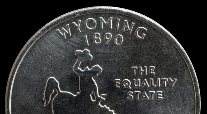 Moneta da 25 centesimi americani.  Stati e territori.  Wyoming