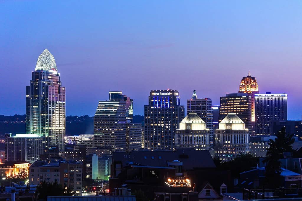 Una vista del centro di Cincinnati dal Monte Adams.