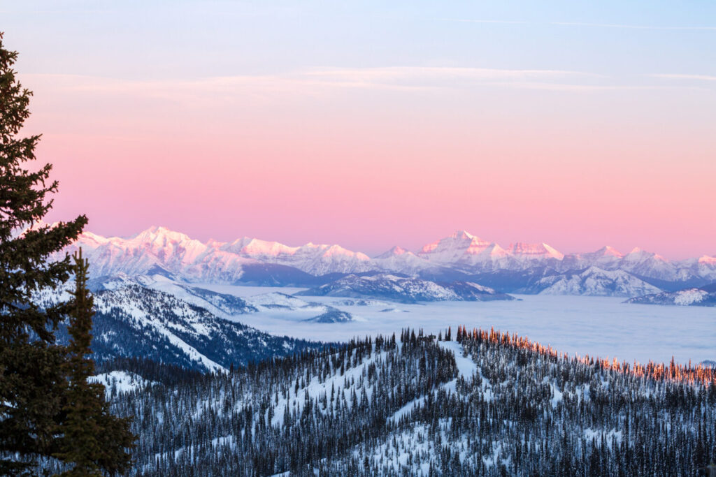 Parco nazionale Glacier Tramonto rosa della montagna