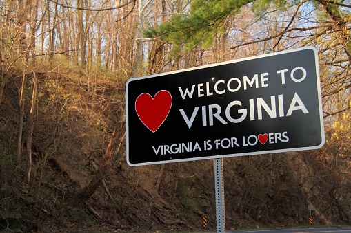 Cartello di benvenuto della Virginia