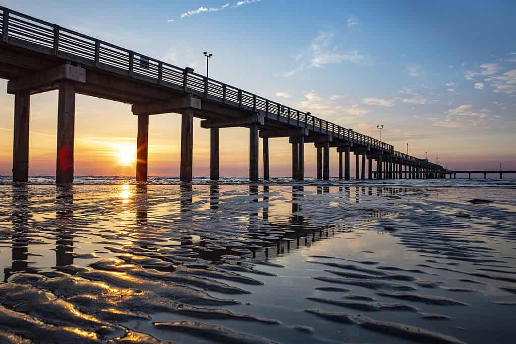 Molo di pesca di Galveston all'alba