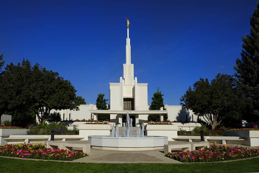 Denver LDS Temple Mormone Moroni Angel Chiesa di Gesù Cristo dei Santi degli Ultimi Giorni