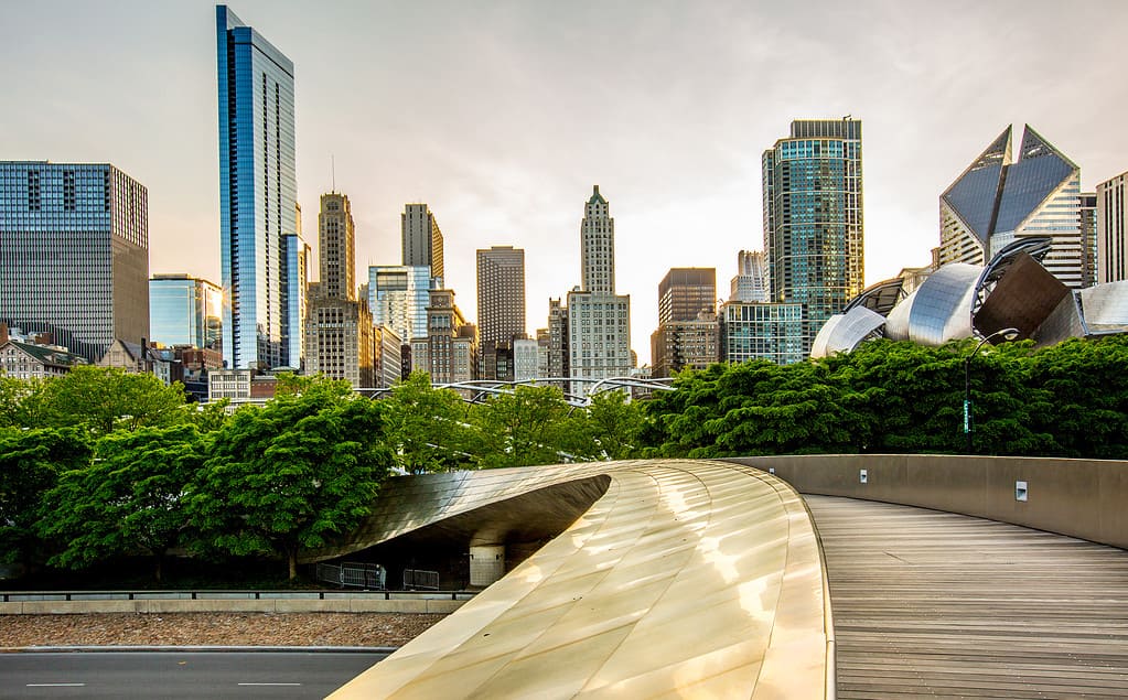 Vista del centro di Chicago dal parco