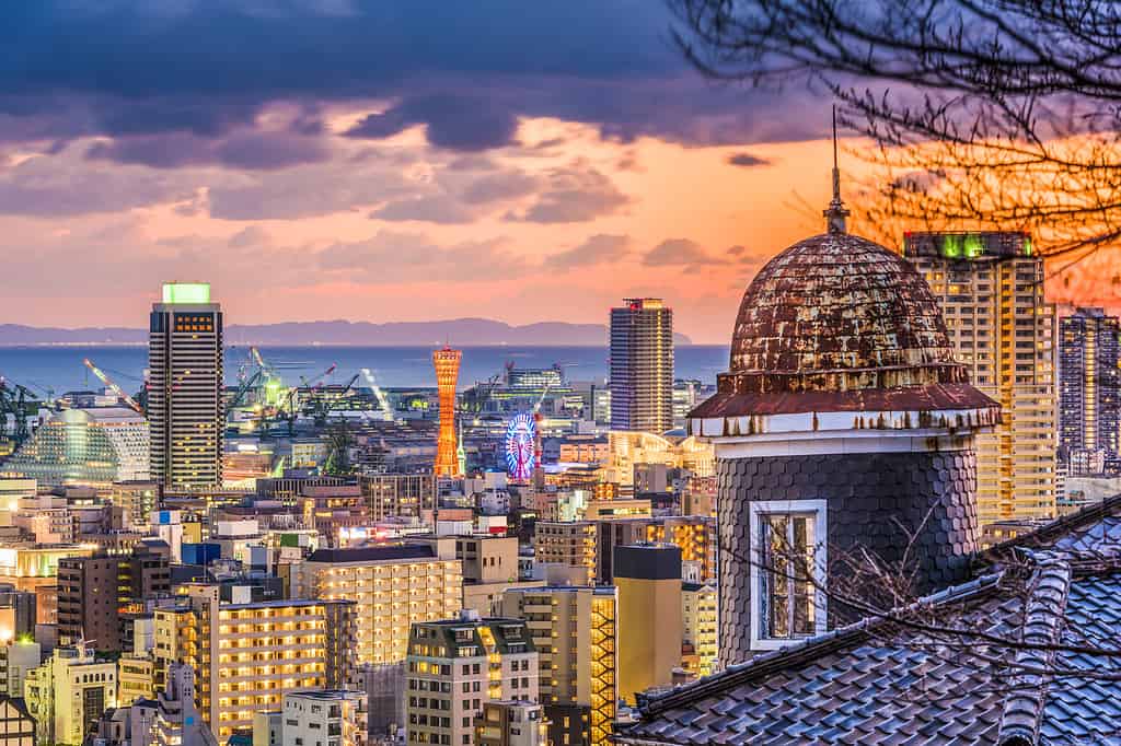 Orizzonte di Kobe in Giappone