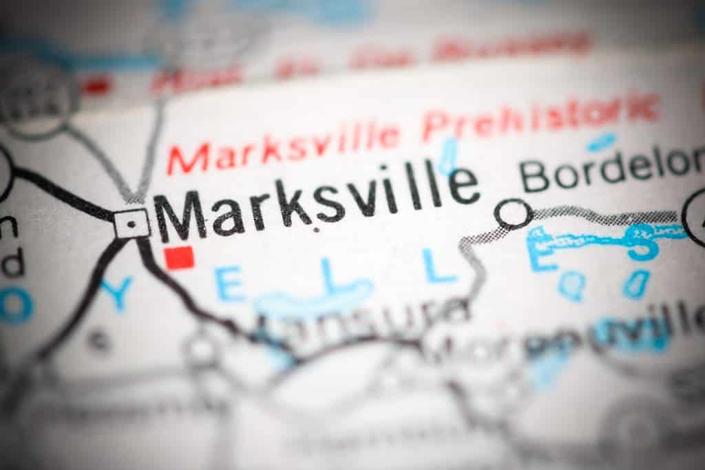 Marksville.  Louisiana.  Gli Stati Uniti su una mappa geografica