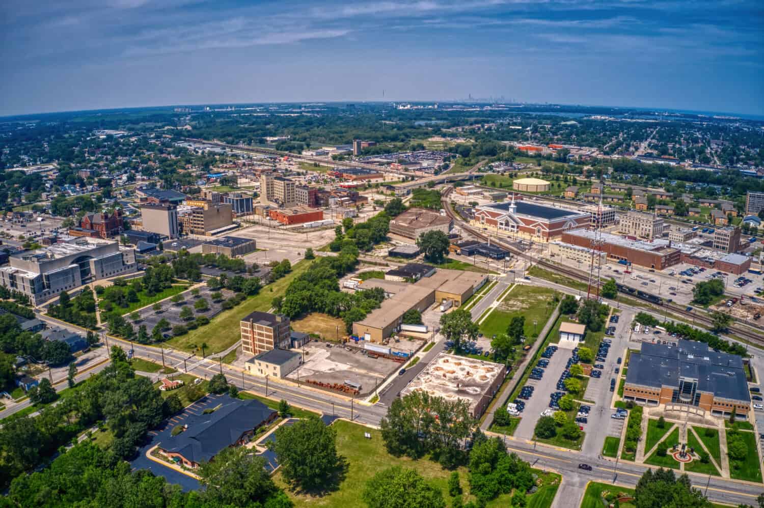 Veduta aerea di Hammond, Indiana durante l'estate