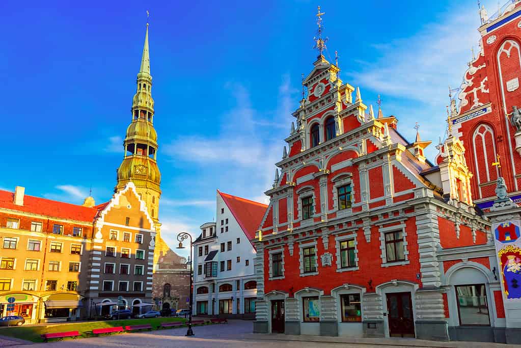 Piazza del Municipio nella Città Vecchia di Riga, Lettonia