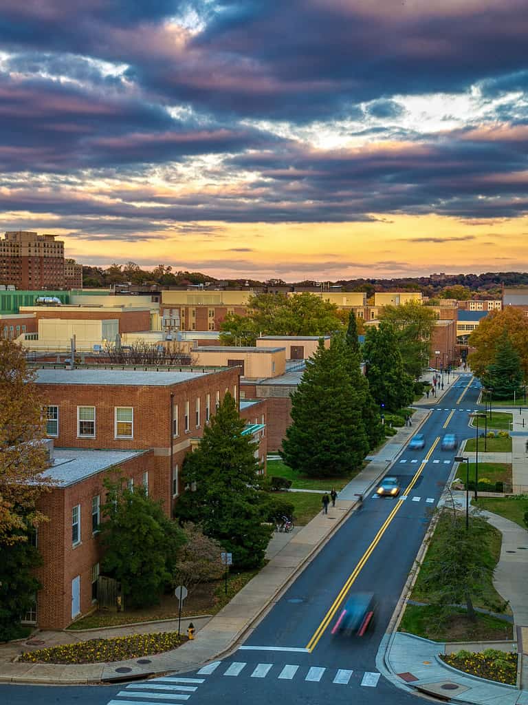 Tramonto all'Università del Maryland, College Park