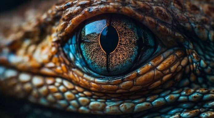 Immergiti nell'affascinante mondo degli occhi degli alligatori attraverso la macrofotografia, rivelando le loro texture uniche e i colori affascinanti.