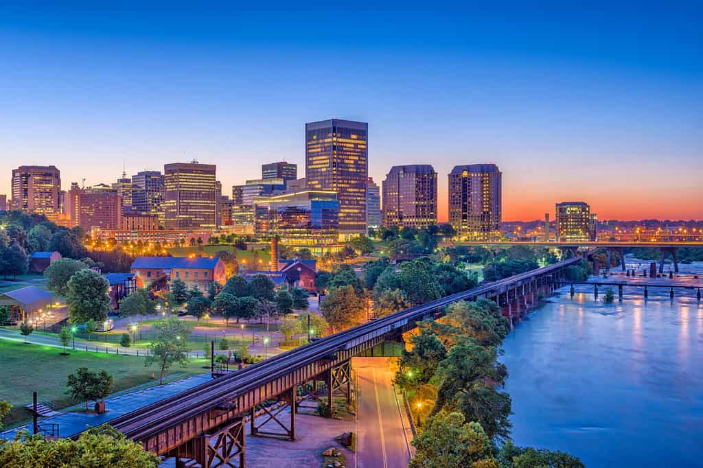 Orizzonte del centro di Richmond, Virginia, Stati Uniti.