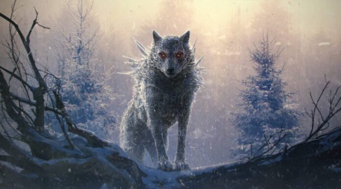 Illustrazione di Fenrir il lupo della mitologia norrena