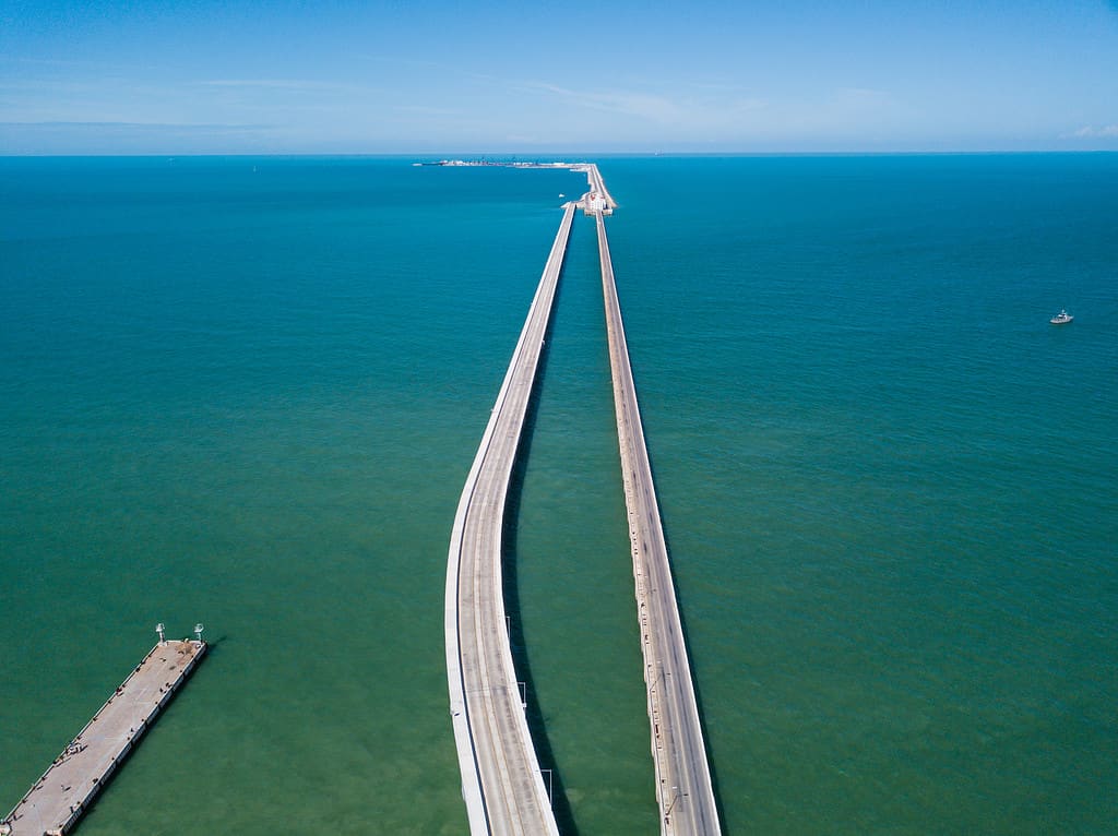 Il molo più lungo del mondo: il molo di Progreso.  Golfo del Messico.  Vista aerea.
