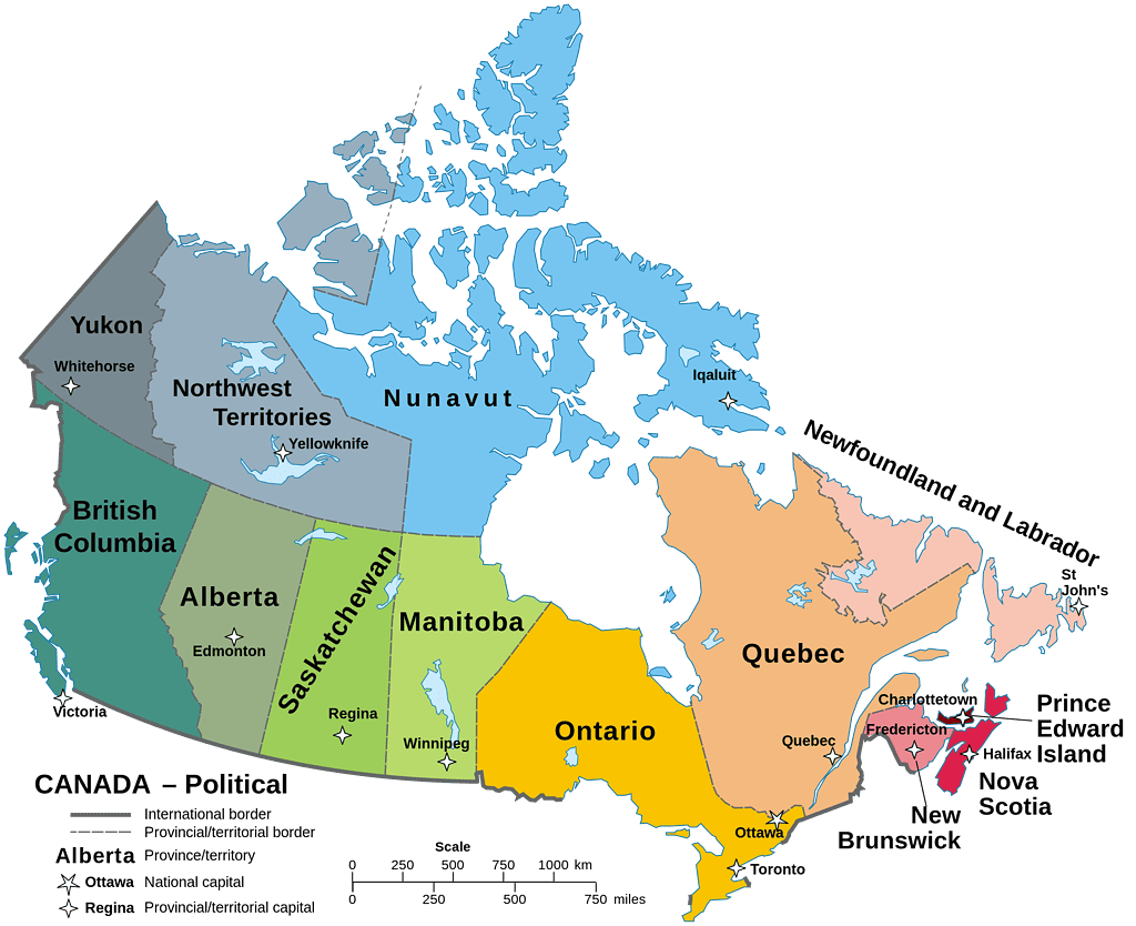 Mappa politica del Canada