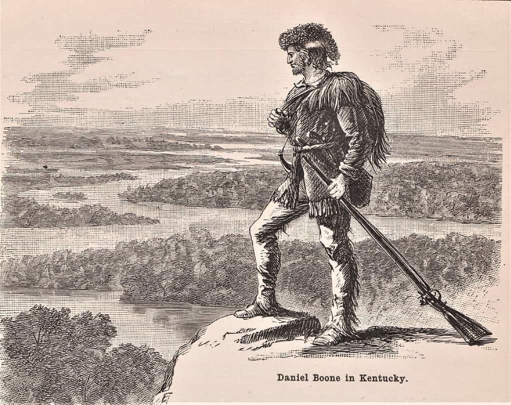 Daniel Boone, pioniere americano, una scena illustrata