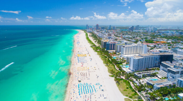 Veduta aerea di Miami Beach, South Beach, Florida, Stati Uniti. 