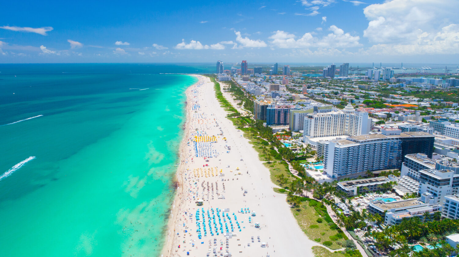 Veduta aerea di Miami Beach, South Beach, Florida, Stati Uniti. 