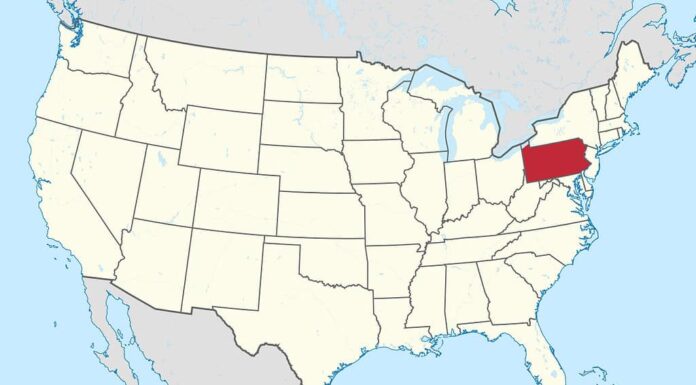 Mappa della Pennsylvania, Stati Uniti
