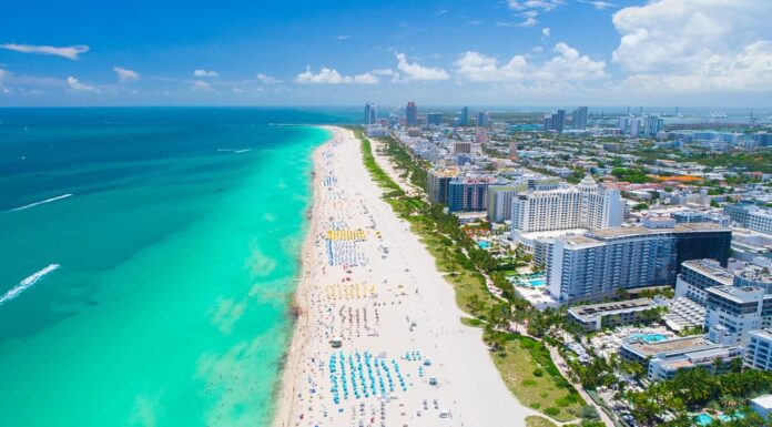 Veduta aerea di Miami Beach, South Beach, Florida, Stati Uniti.