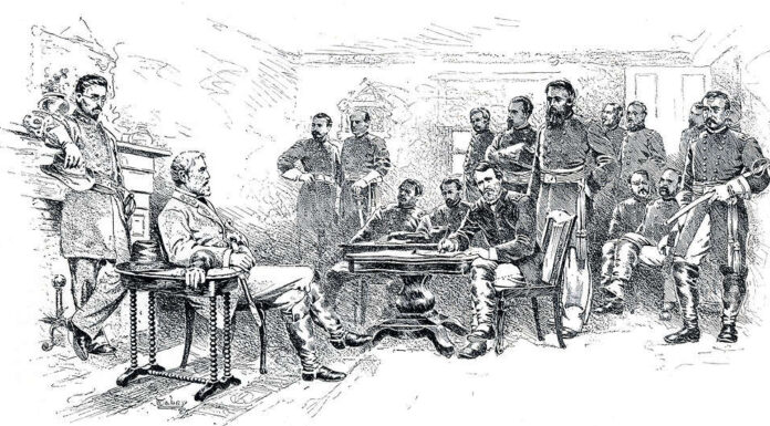 Il generale Robert E Lee si arrende ad Appomatox