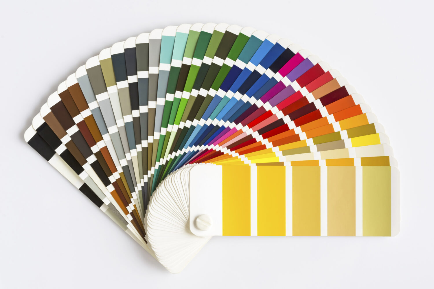 Guida alla tavolozza dei colori isolata su sfondo bianco.  Catalogo colori campione.