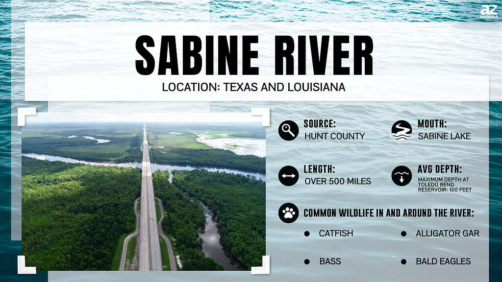 Il fiume Sabine è la linea di demarcazione nella parte orientale del Texas, che separa il Texas dalla Louisiana.