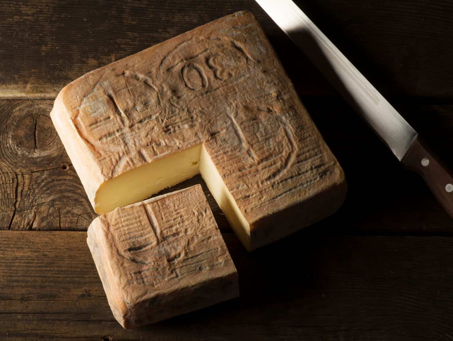 Formaggio Taleggio sul tavolo di legno