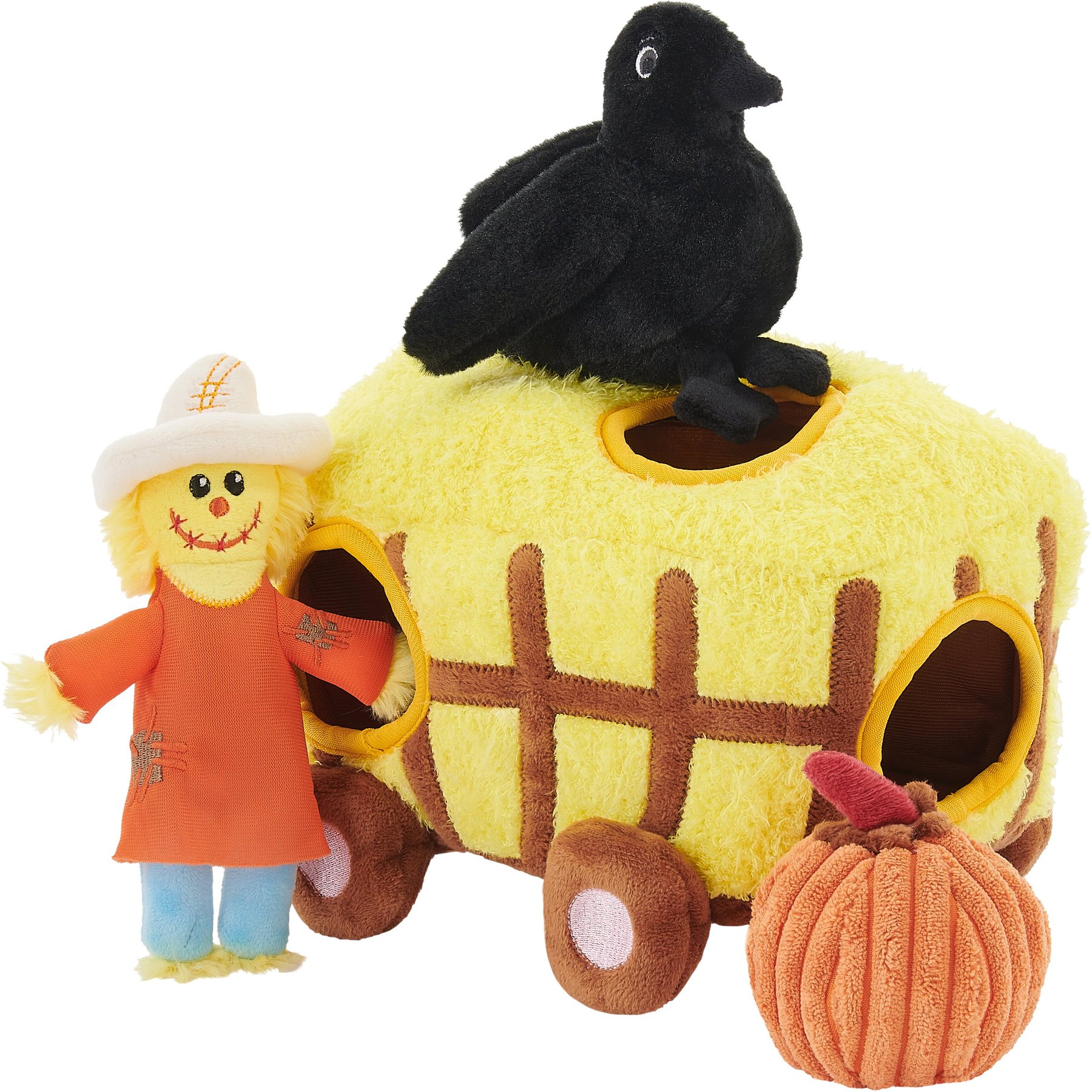 Frisco Fall Hay Wagon Hide & Seek Puzzle Peluche Cane Squeaky