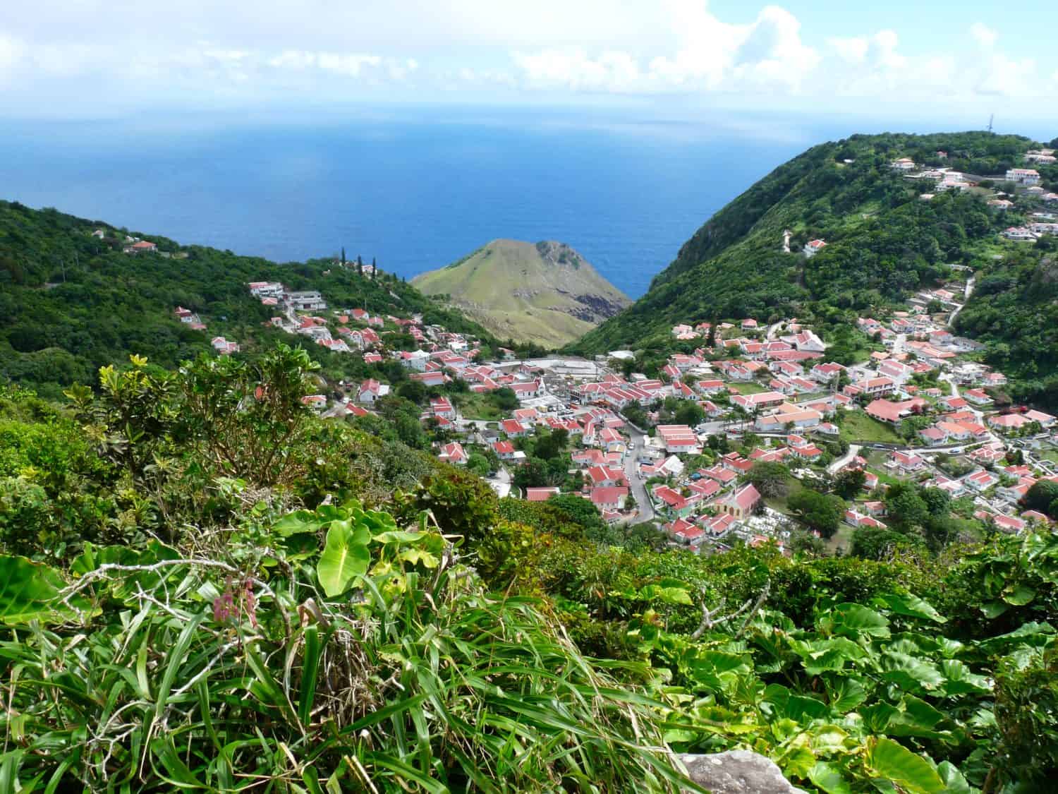 Veduta aerea del villaggio di Saba, Antille olandesi