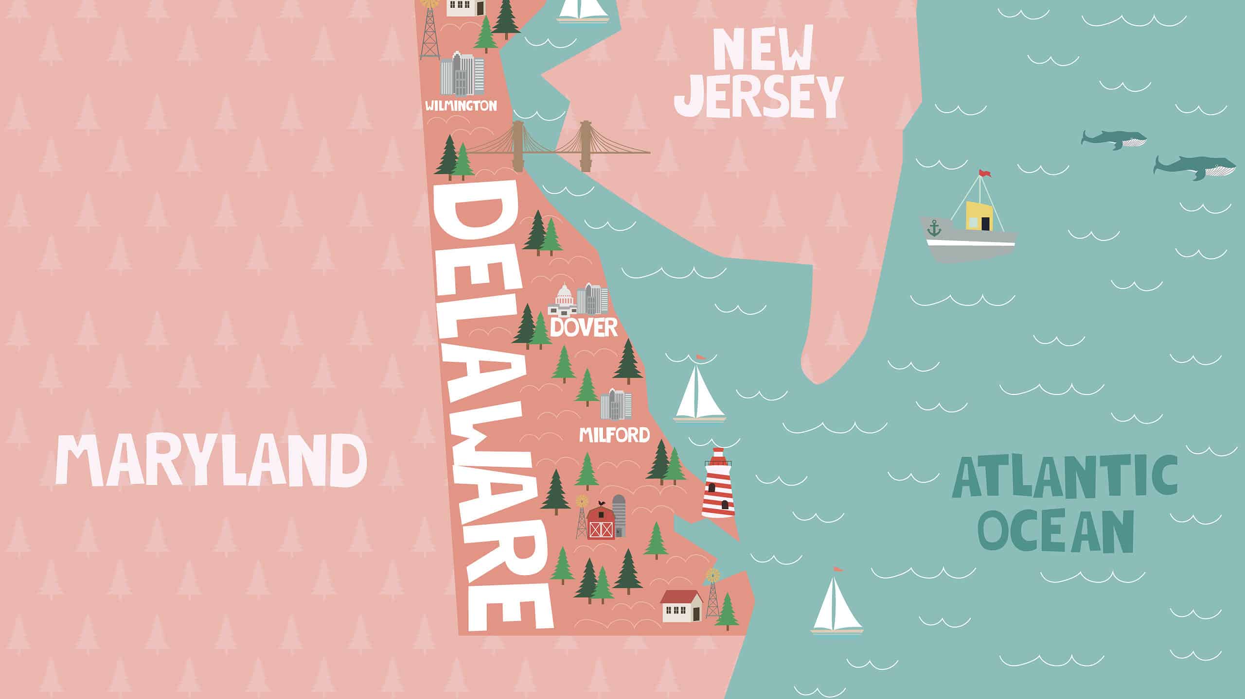 Mappa dello stato del Delaware