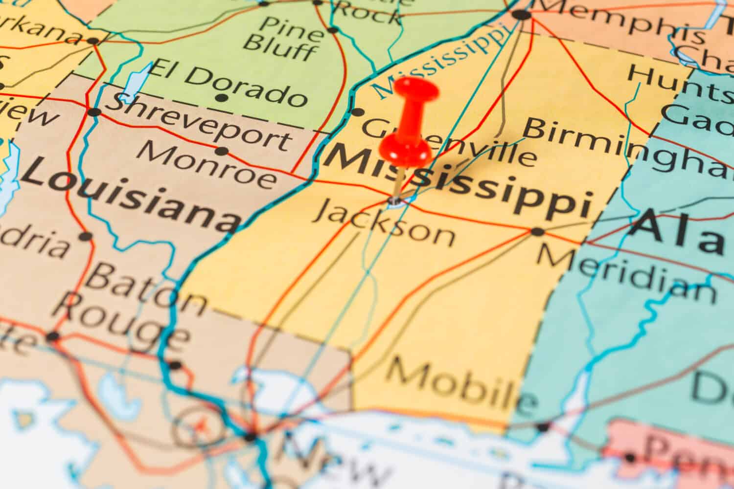 Mississippi sulla mappa degli Stati Uniti