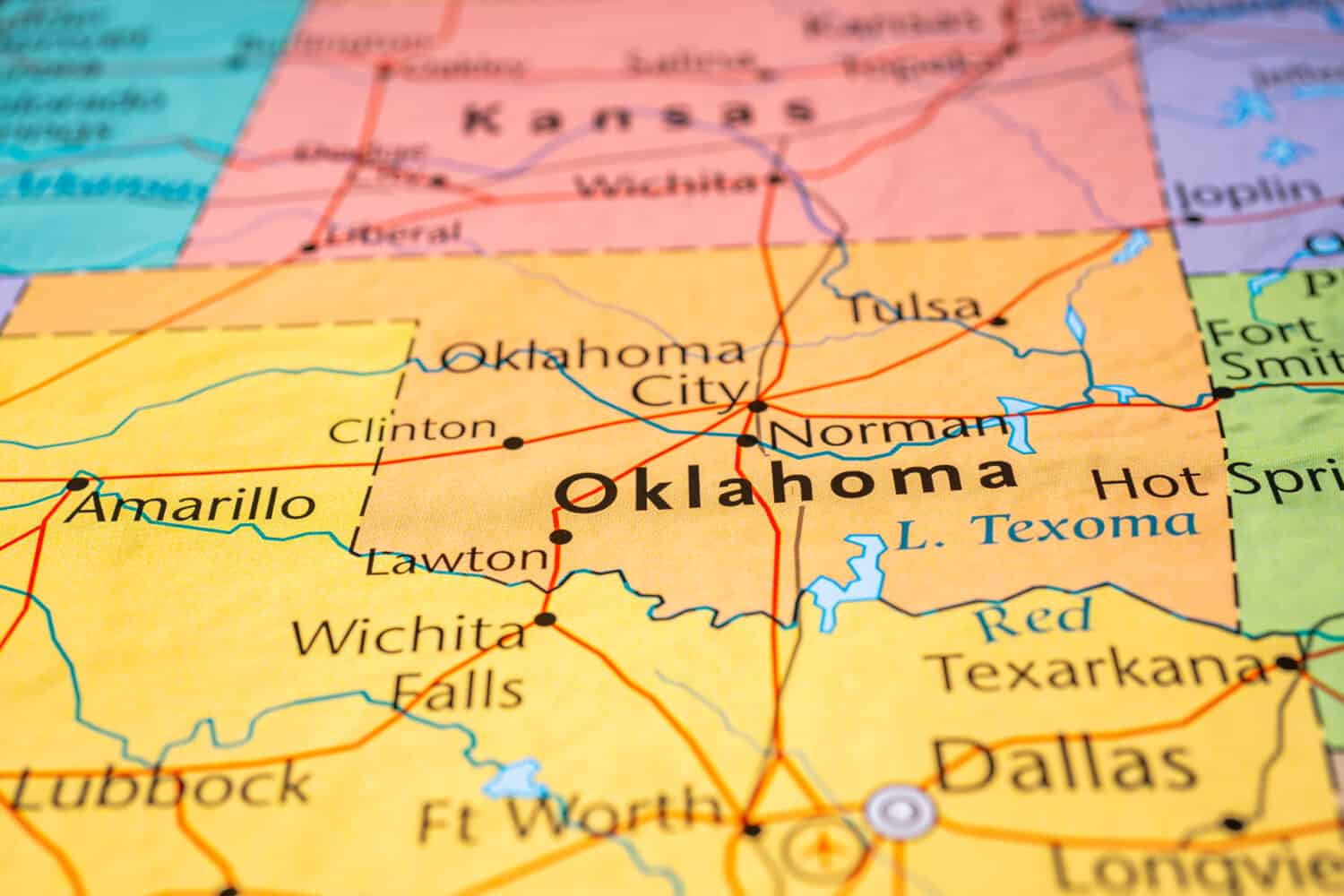 Oklahoma sulla mappa degli Stati Uniti