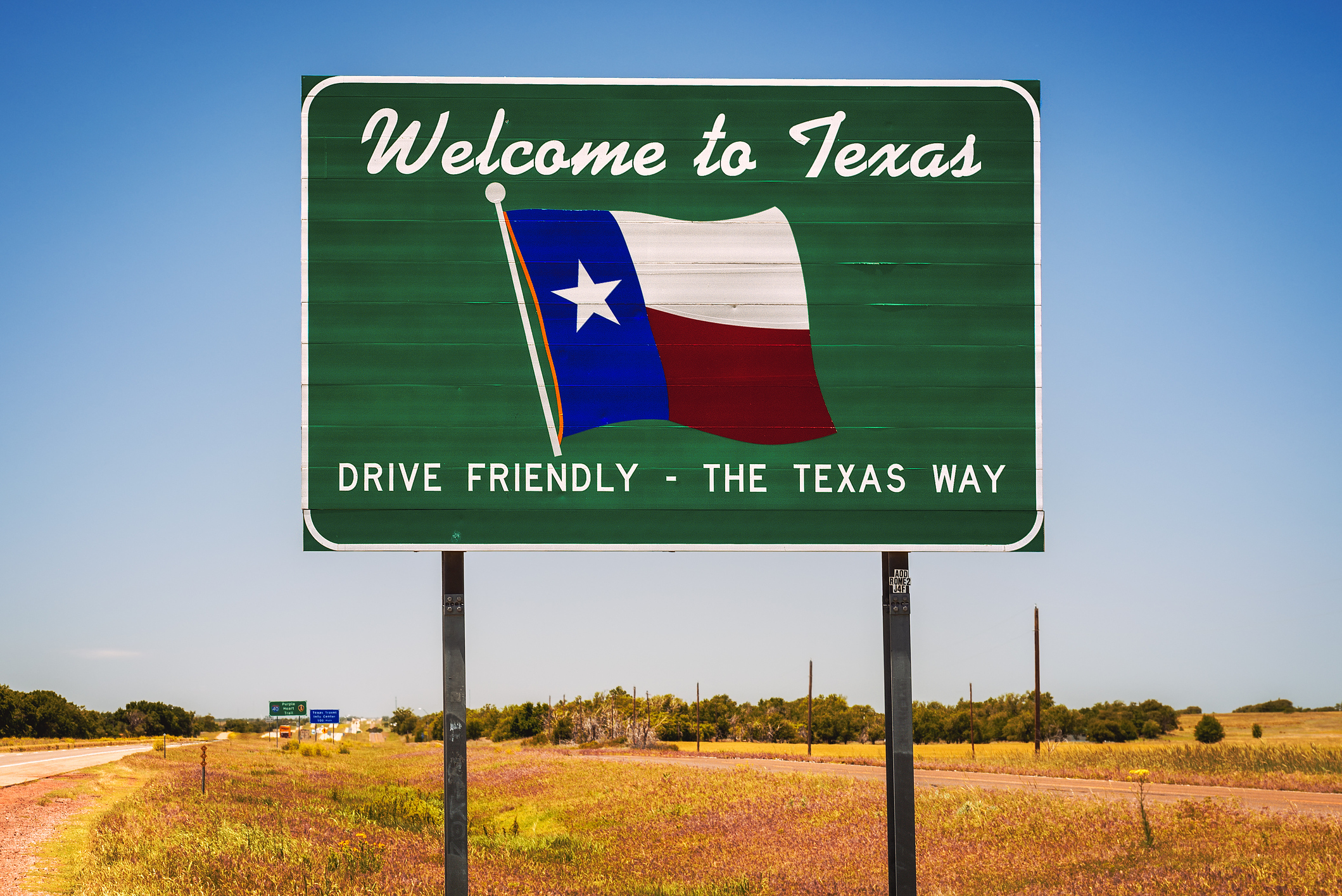 Benvenuti al cartello dello stato del Texas