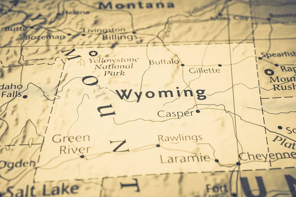 Wyoming sulla mappa degli Stati Uniti