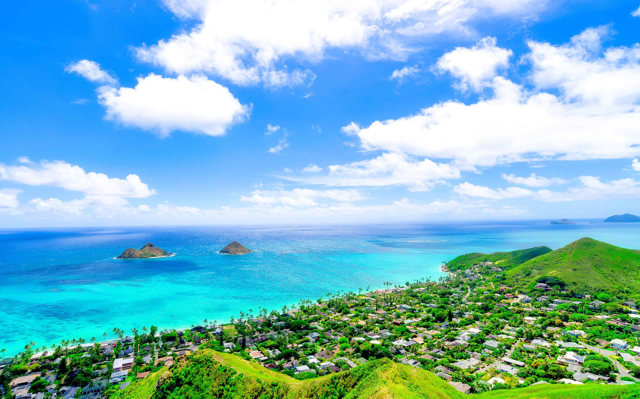 Lanikai Beach vista dall'alto a Kailua, Oahu, Hawaii