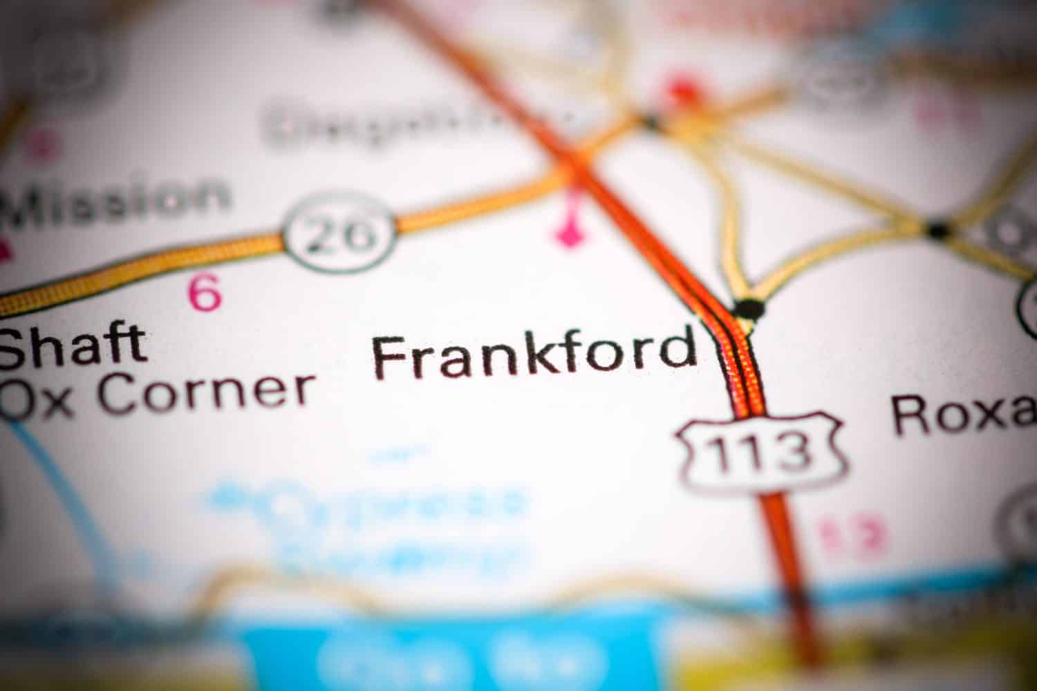 Frankford.  Delaware.  Gli Stati Uniti su una mappa geografica