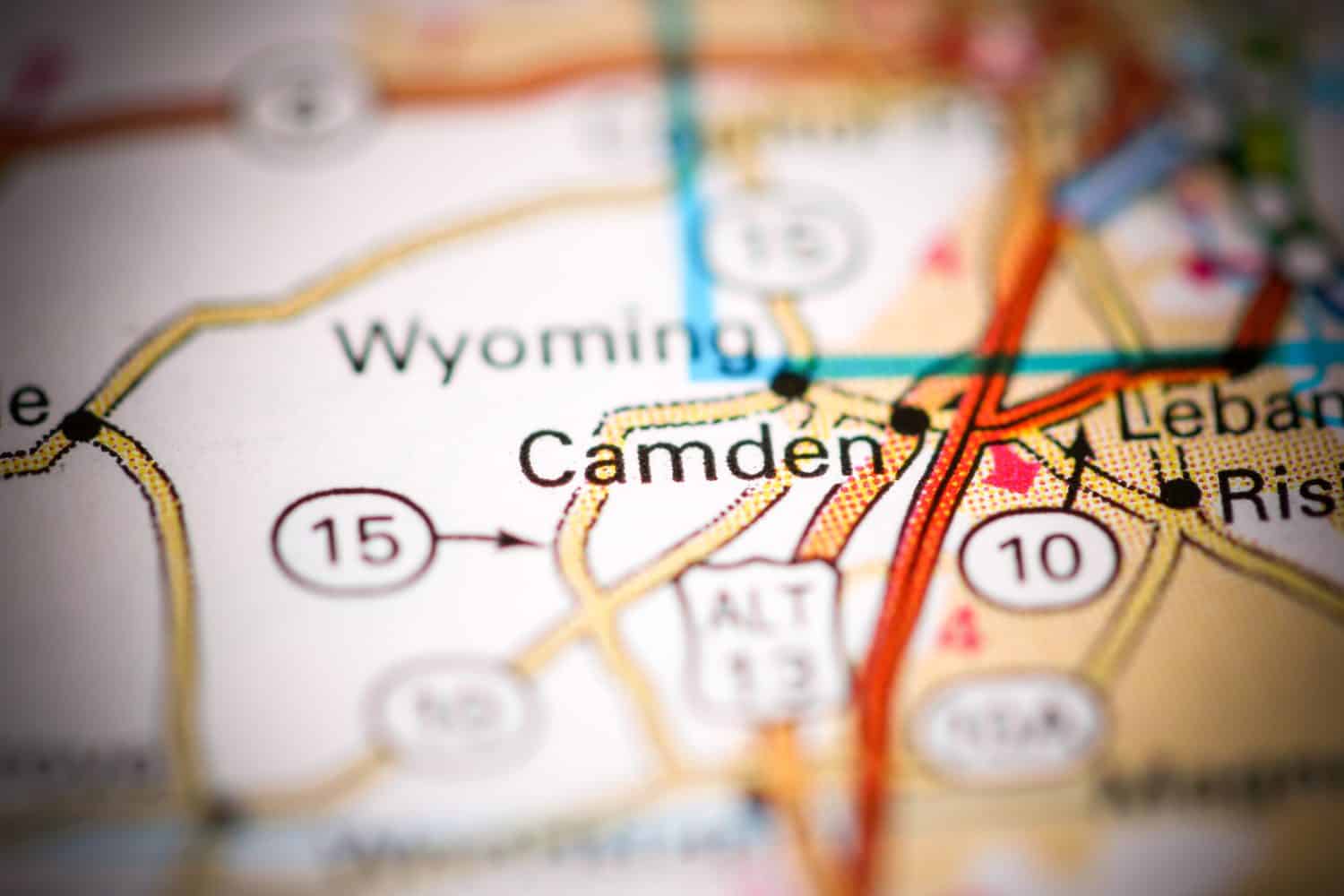 Camden.  Delaware.  Gli Stati Uniti su una mappa geografica