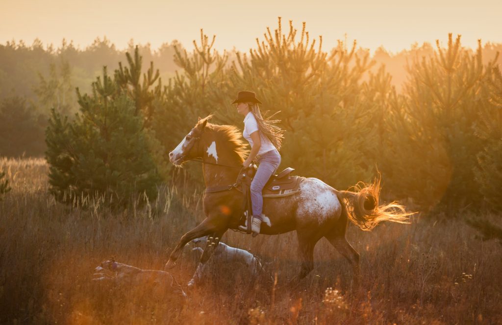 Ragazza che cavalca un cavallo Appaloosa