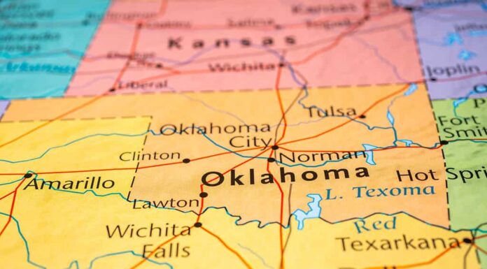 Oklahoma sulla mappa degli Stati Uniti