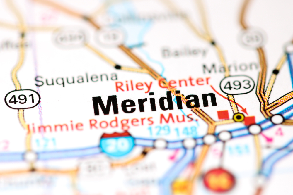 Meridiano.  Mississippi.  Stati Uniti su una mappa