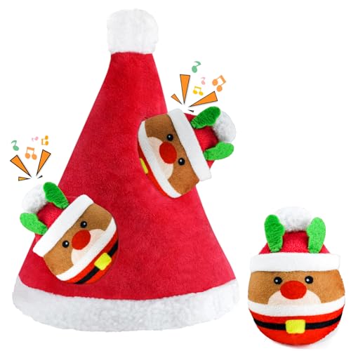 Fuufome Christmas Squeaky Dog Toys - Confezione da 4 giocattoli a nascondino