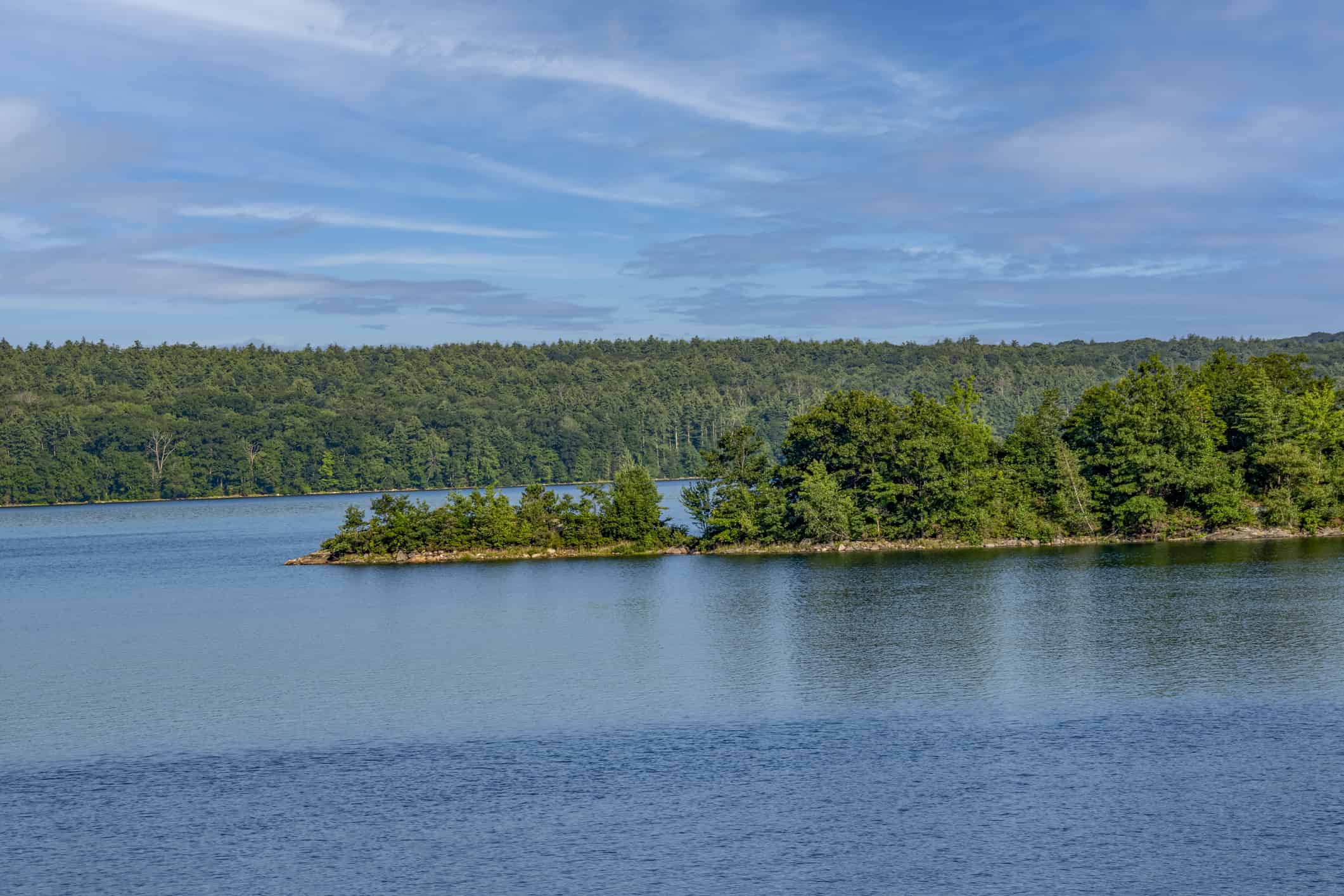 piccolo pezzo di terra che fuoriesce nel bacino idrico di Quabbin